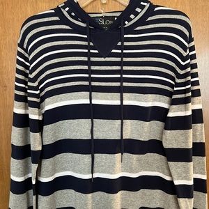 NWT The Slope 100% Cotton Knit Hooded Sweater size M